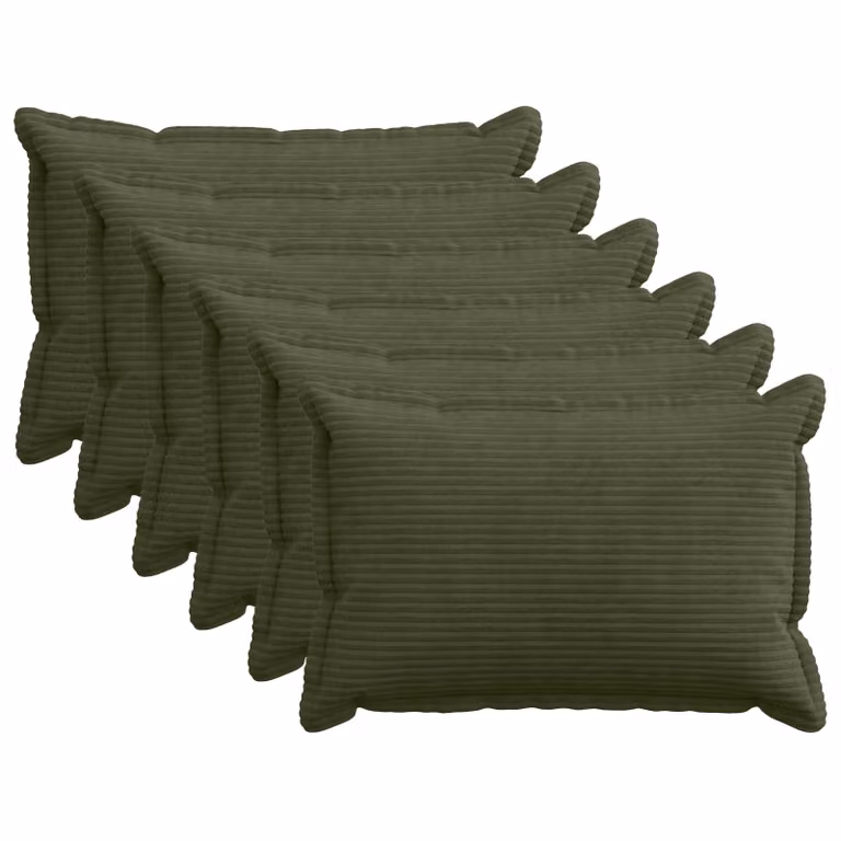 Set di 6 federe vidaXL HOUTEN in velluto a coste, colore verde, L 80 cm x P 50 cm