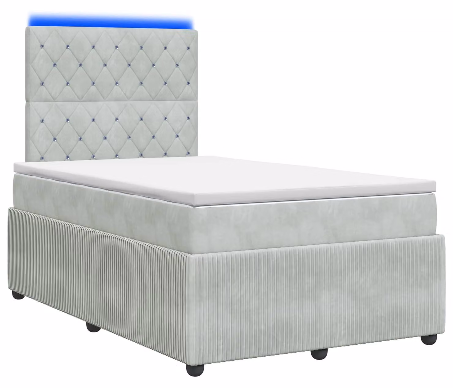 Letto boxspring LED con materasso Grigio chiaro 120 x 190 cm Velluto