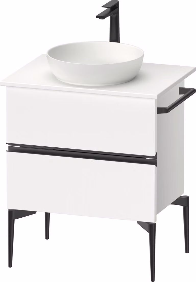 Duravit Sivida Meuble sous-lavabo sur console, 2 tiroirs, poignée noire diamantée mate, 645x475x548mm, SV46570BD180000, SV46570BD180000