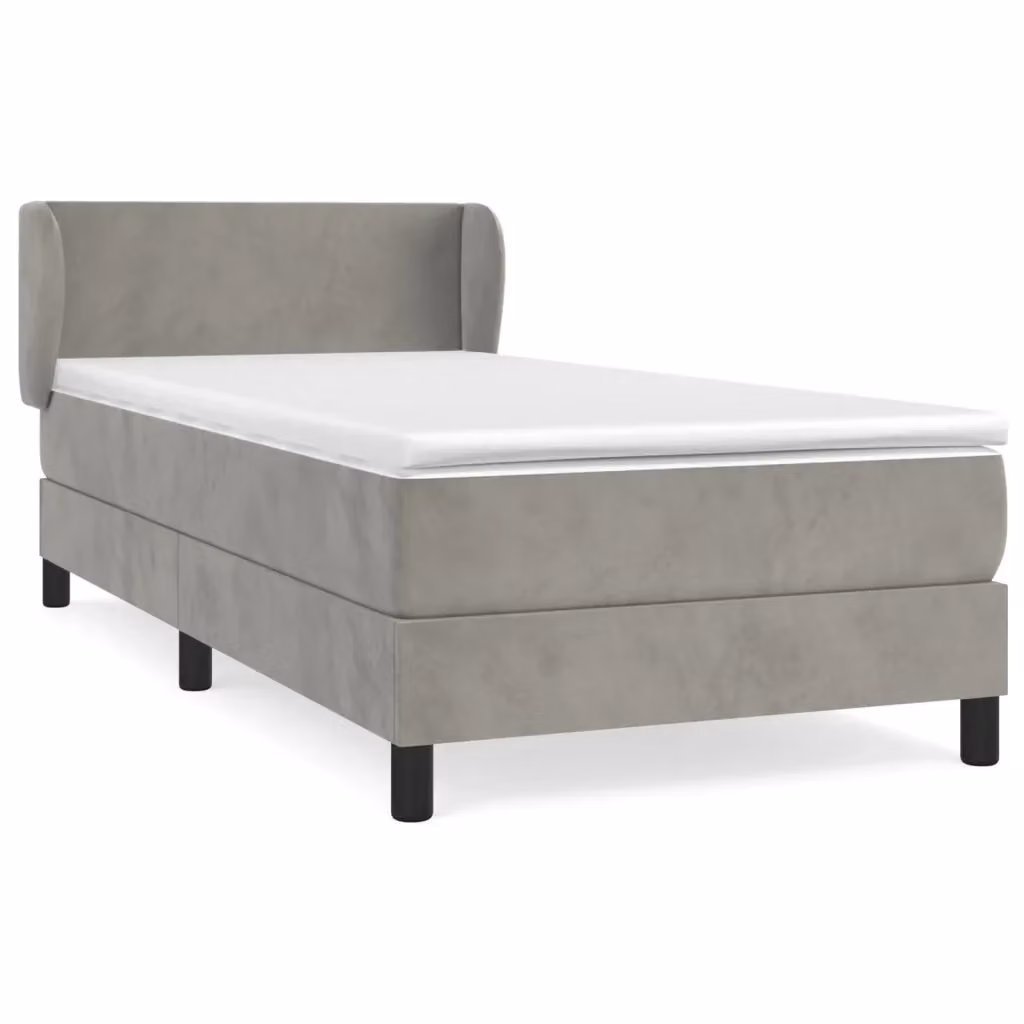Letto con Giroletto a Molle e Materasso Ibrido vidaXL in Velluto Grigio e Bianco L/P/H: 203 x 80 x 83 cm – 2