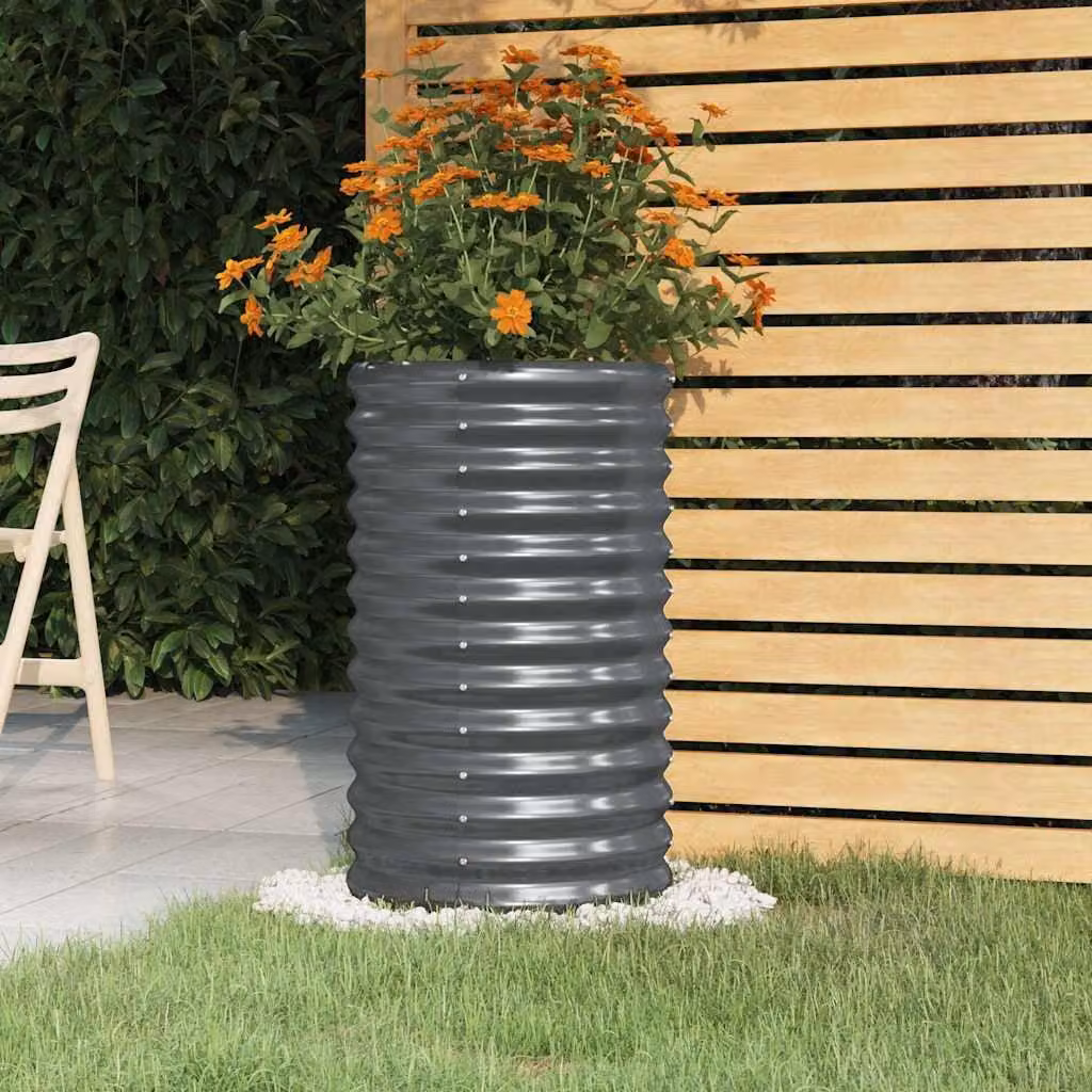 vidaXL Vaso da Giardino in Acciaio Zincato Antracite L/P/H: 40 x 40 x 68 cm