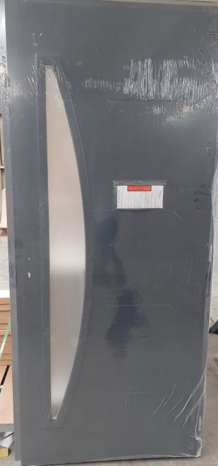 Porta d'ingresso in acciaio con vetro Luna Grigio Antracite Grigio Antracite, H.215xL.90 cm, lato quadro P, sinistra, GD MENUISERIES