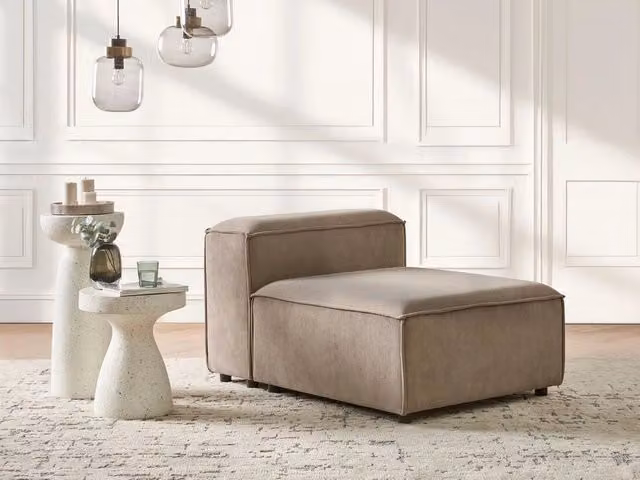 Elemento seduta modulare Beliani in velluto a coste color tortora con gambe nere stile scandinavo
