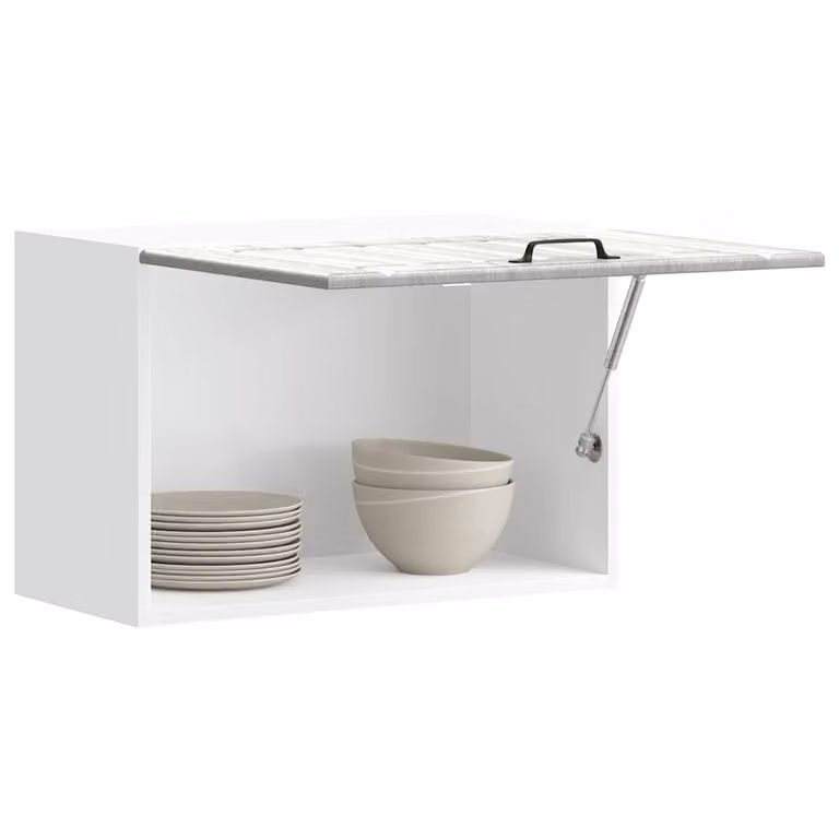 Pensile da cucina moderno vidaXL con ante in vetro, Grigio e Bianco, L: 60 cm, H: 40 cm, P: 31 cm