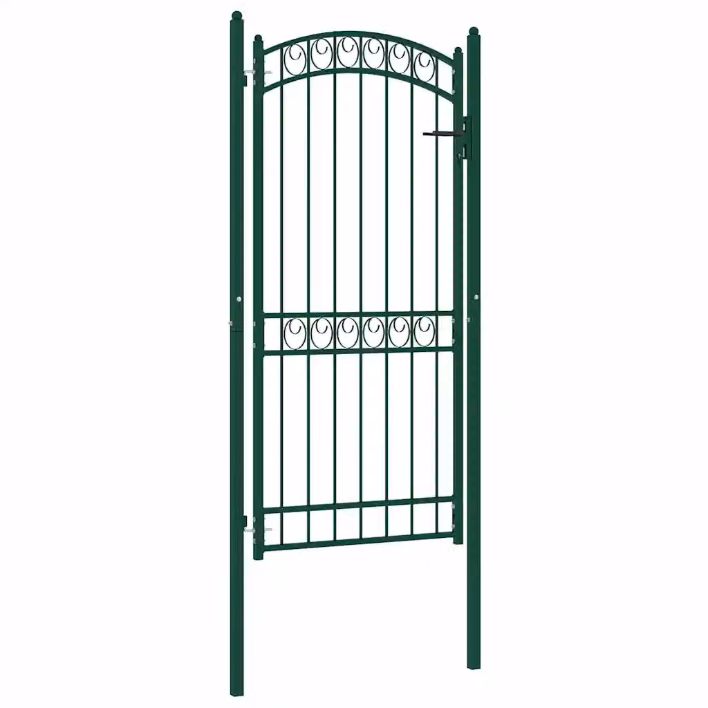 Cancello singolo ad arco in acciaio vidaXL verde L: 100 cm, H: 136 cm