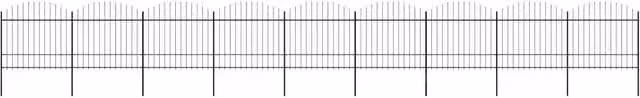 Recinzione da giardino con punta a lancia in acciaio vidaxl nero L: 1506 cm, H: 175 cm