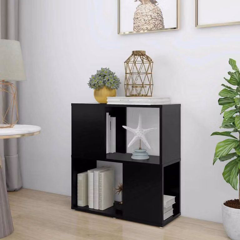 Libreria moderna vidaXL nera in MDF da parete L: 60 cm, P: 24 cm, H: 63 cm