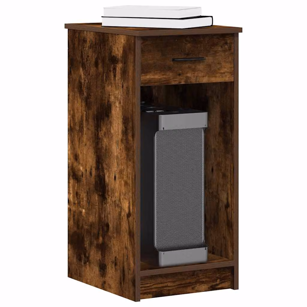 vidaXL Supporto per Computer a Torre con Cassetto in MDF Marrone Rustico L/P/H: 35 x 45 x 77 cm