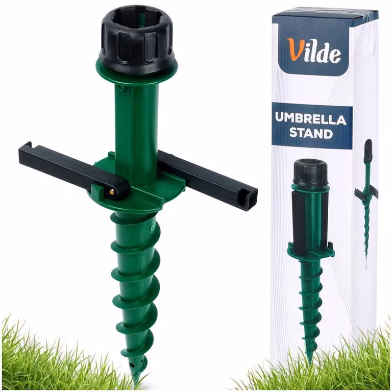 Vilde | Base per ombrellone da giardino - Da avvitare - 44 cm - Ø 22-33 mm - Verde - Per prato e sabbia