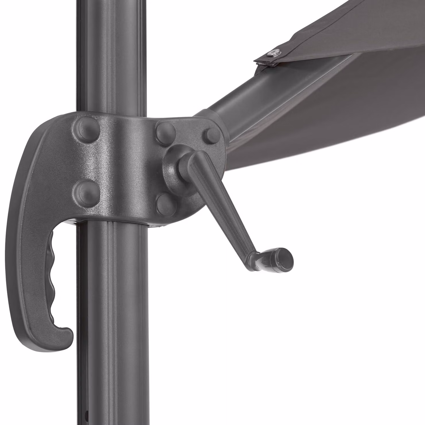 Ombrellone a braccio tectake Daria grigio con involucro protettivo e pedale, Ø 300 cm – 1