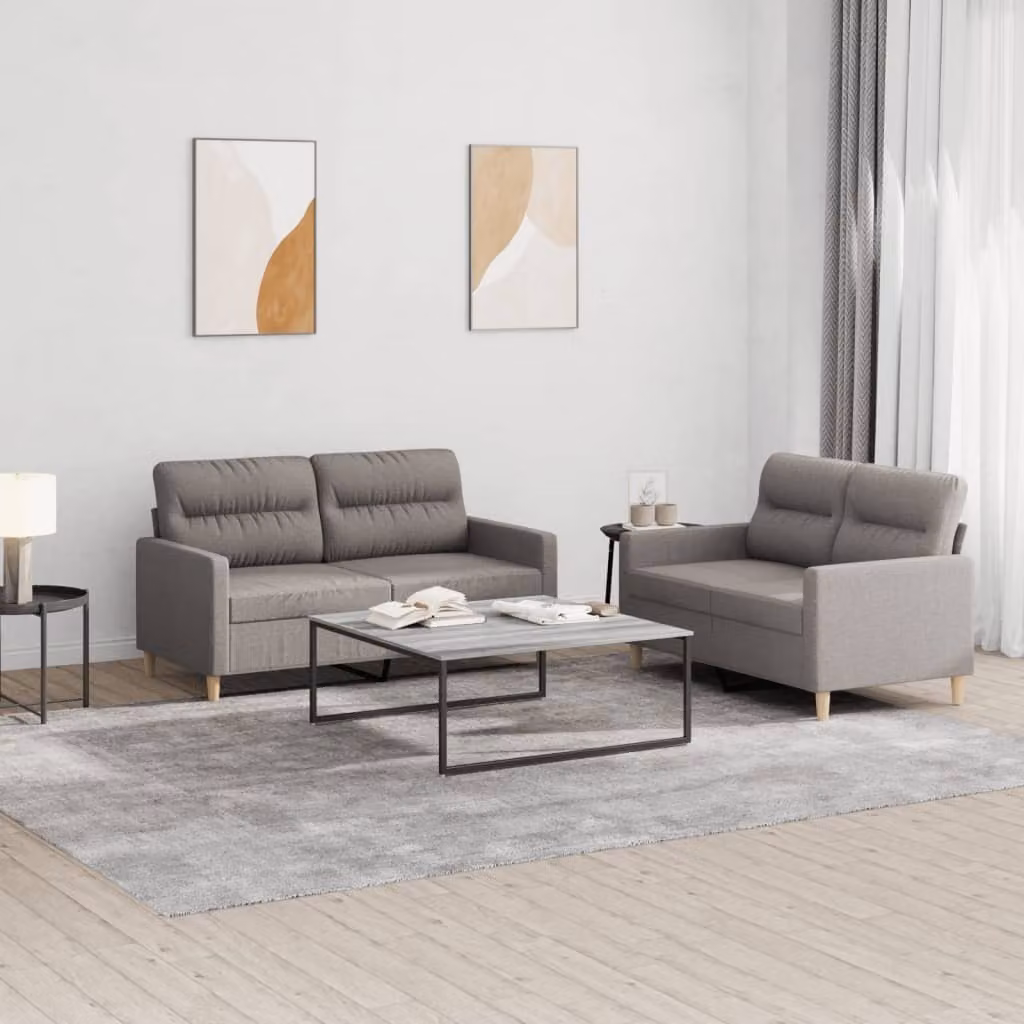 Maison Exclusive - Set divano a 2 posti con cuscini in tessuto color taupe