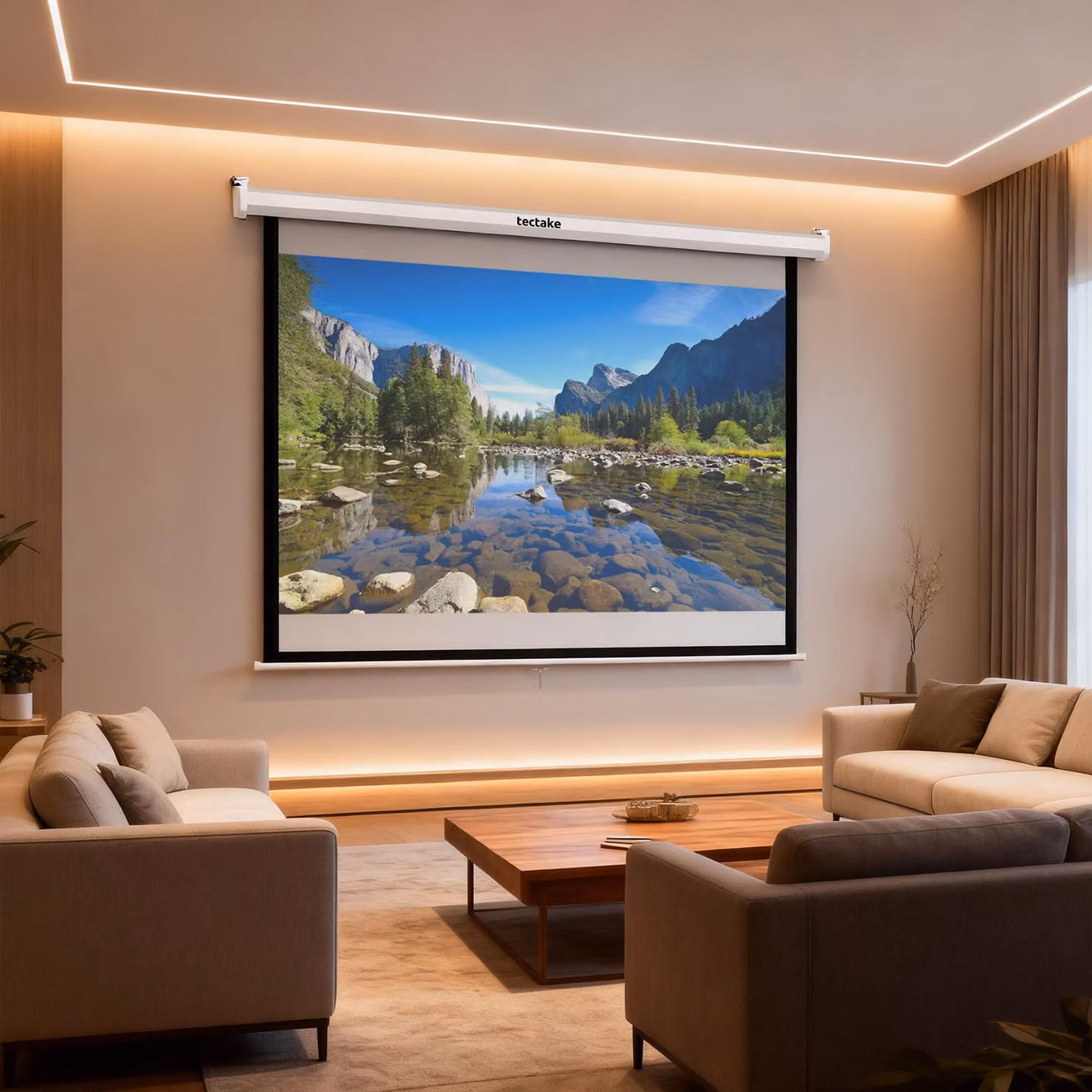 Schermo per proiettori HDTV TecTake bianco e nero L 203 cm x H 203 cm – 2