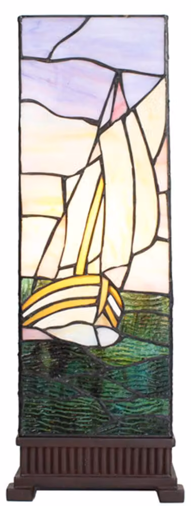Clayre & Eef Lampada da tavolo Tiffany 18x18x48 cm Veliero in vetro viola beige
