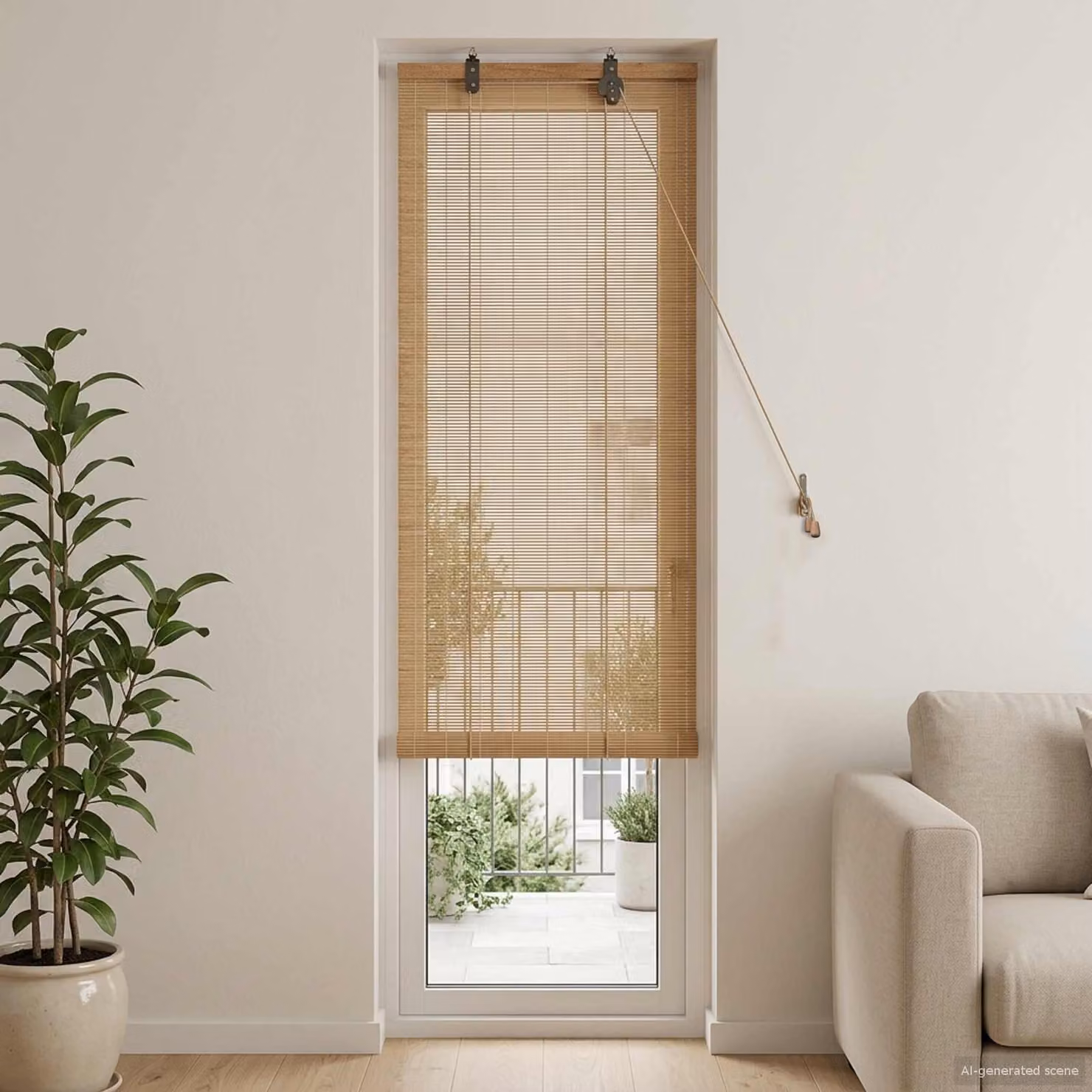 Tenda a rullo in bambù vidaXL Marrone, semi-trasparente e resistente ai raggi UV, L: 40 cm x H: 220 cm