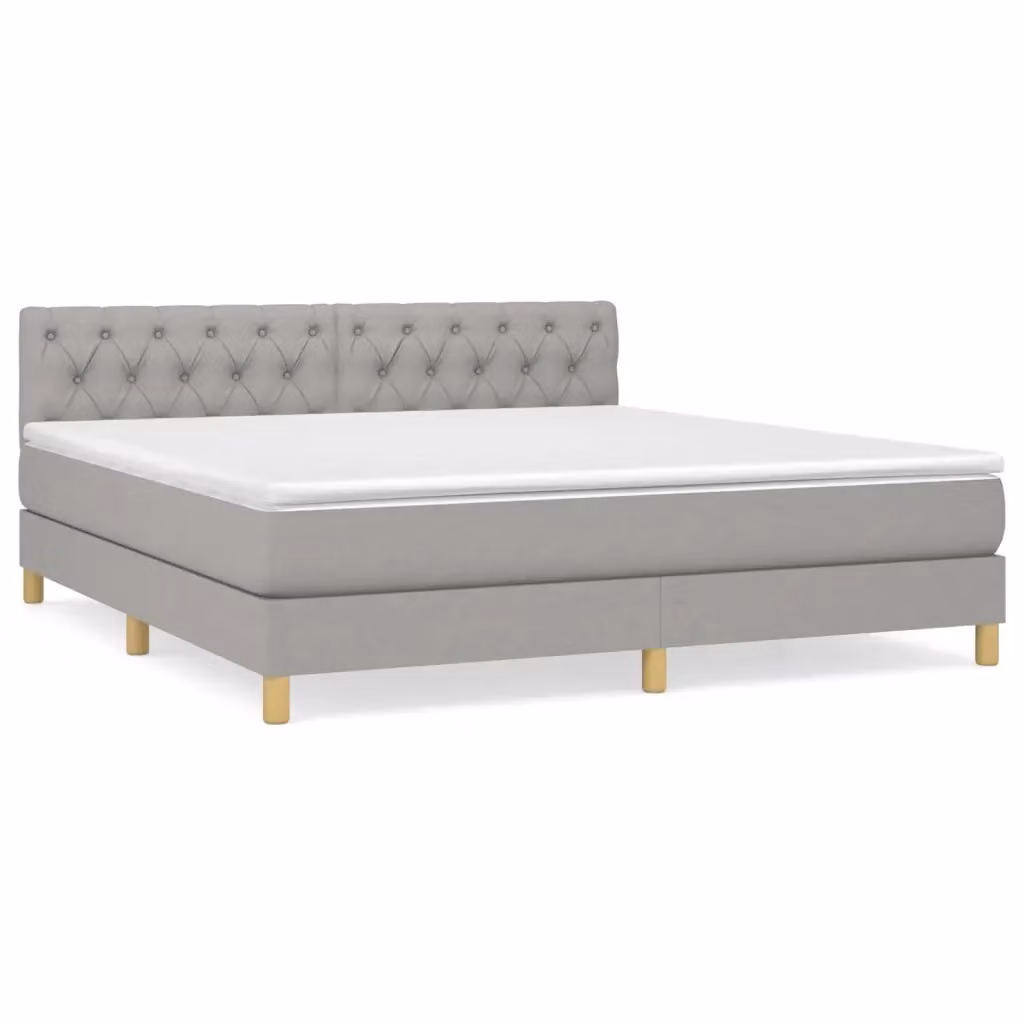Letto Ibrido con Giroletto a Molle e Materasso vidaXL Grigio Chiaro e Bianco L/P: 160 x 200 cm – 2