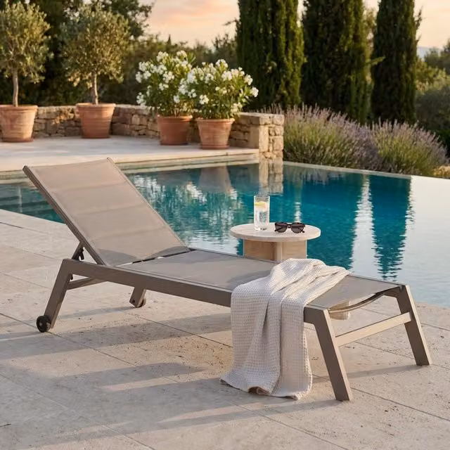 Lettino prendisole da Giardino in Alluminio Textilene cm 198x61x95 - DAVID