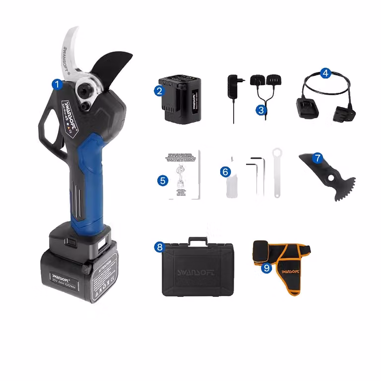 Potatore elettrico per rami, batteria al litio da 252V, potatore professionale per siepi, colore blu