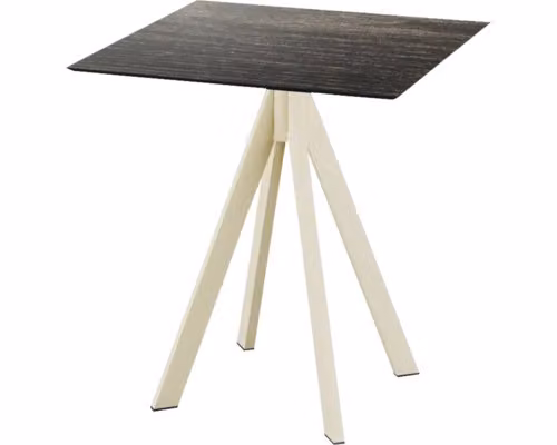 Infinity - Tavolo da patio, struttura color sabbia + piano in HPL effetto legno slavato, 70x70 cm, 1 pezzo