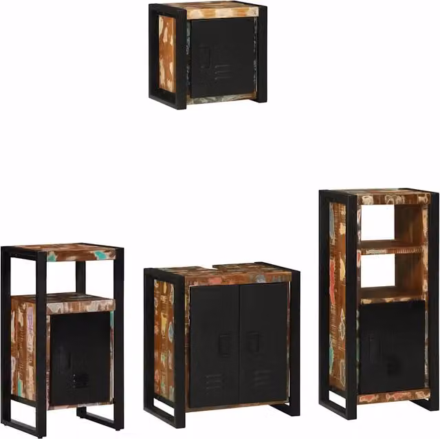 Set di mobili per il bagno 4 pz Multicolore e nero 3305649