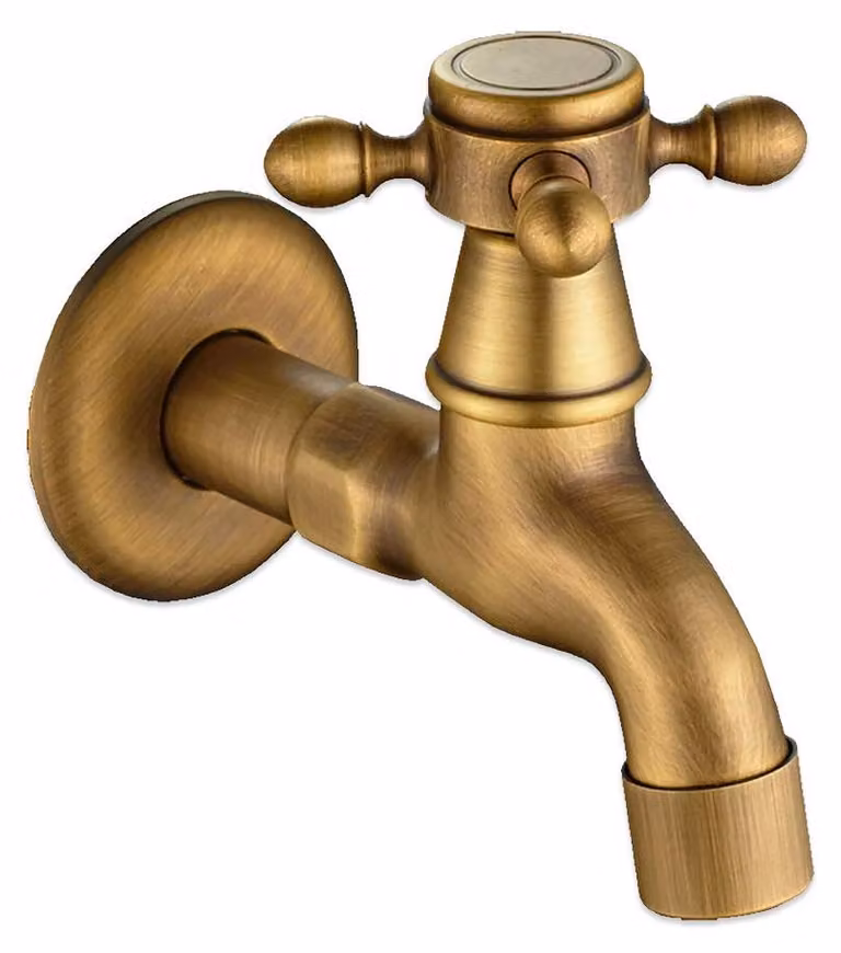 Rubinetto vintage per acqua fredda KUNGYO, con manopola a croce e attacco G1/2