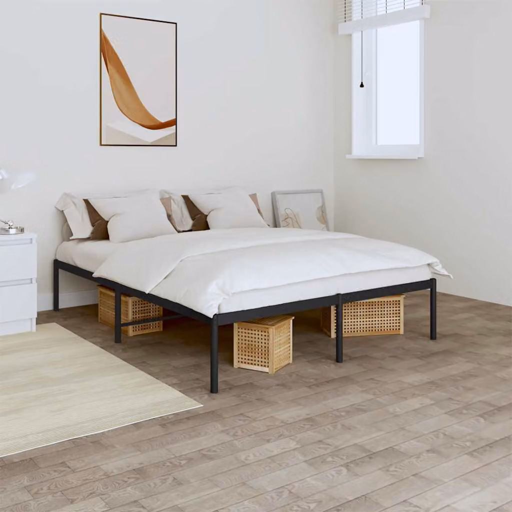 vidaXL Giroletto in Metallo Nero con Listelli Fissi L: 200 cm, P: 160 cm, H: 140 cm