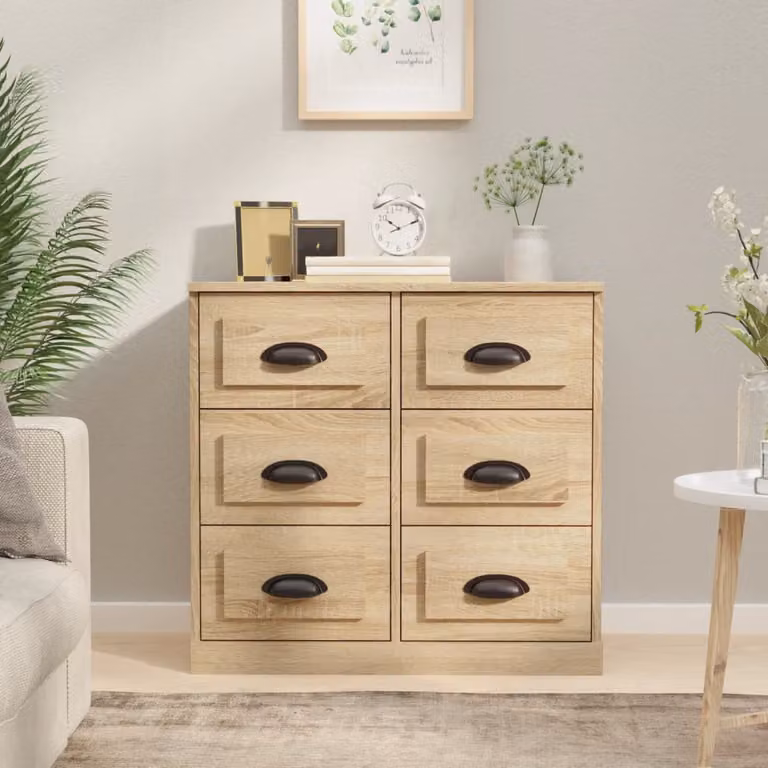 Credenza vidaXL in Legno Multistrato e MDF, Colore Rovere Sonoma (Marrone/Beige), L 70 cm x P 35,5 cm x H 67,5 cm