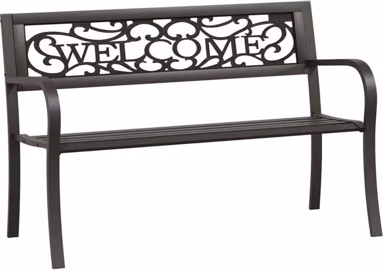 Panchina da Giardino 125 cm in Acciaio Nera