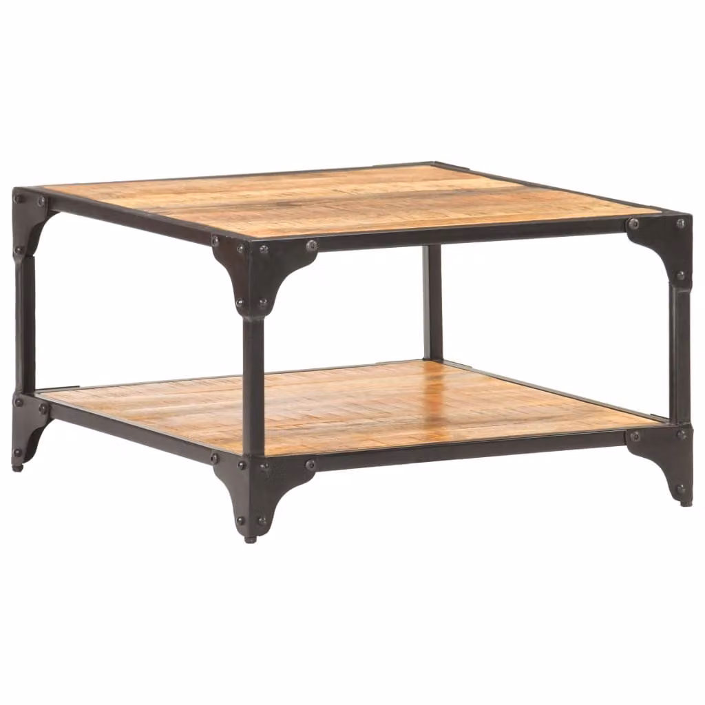 Tavolino The Living Store 60x60x35 cm in legno massiccio di mango