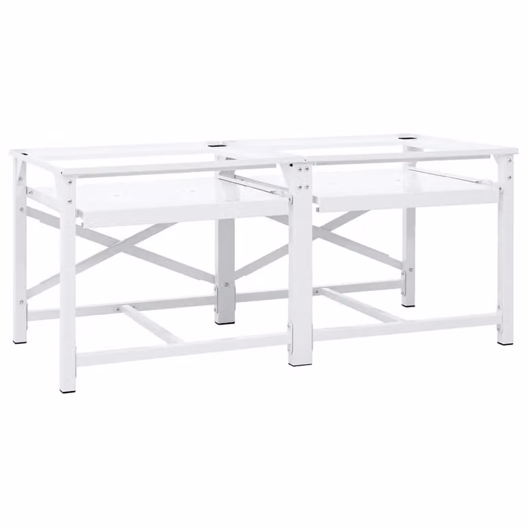 vidaXL Piedistallo Doppio per Lavatrice con Ripiani Estraibili, Bianco, L: 120 cm, P: 56 cm, H: 52 cm