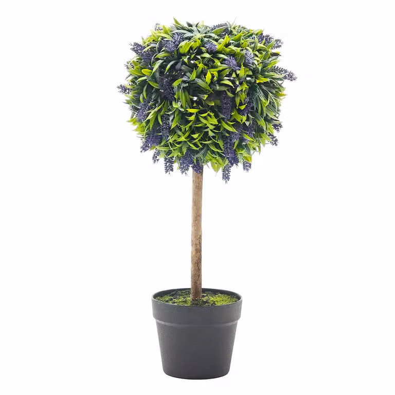 Pianta Artificiale Lavanda Topiary VESTIAMO CASA in Vaso Verde, H 60 cm, Diametro: 25 cm
