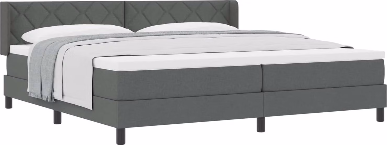 Letto boxspring con materasso grigio scuro 200 x 200 cm poliestere