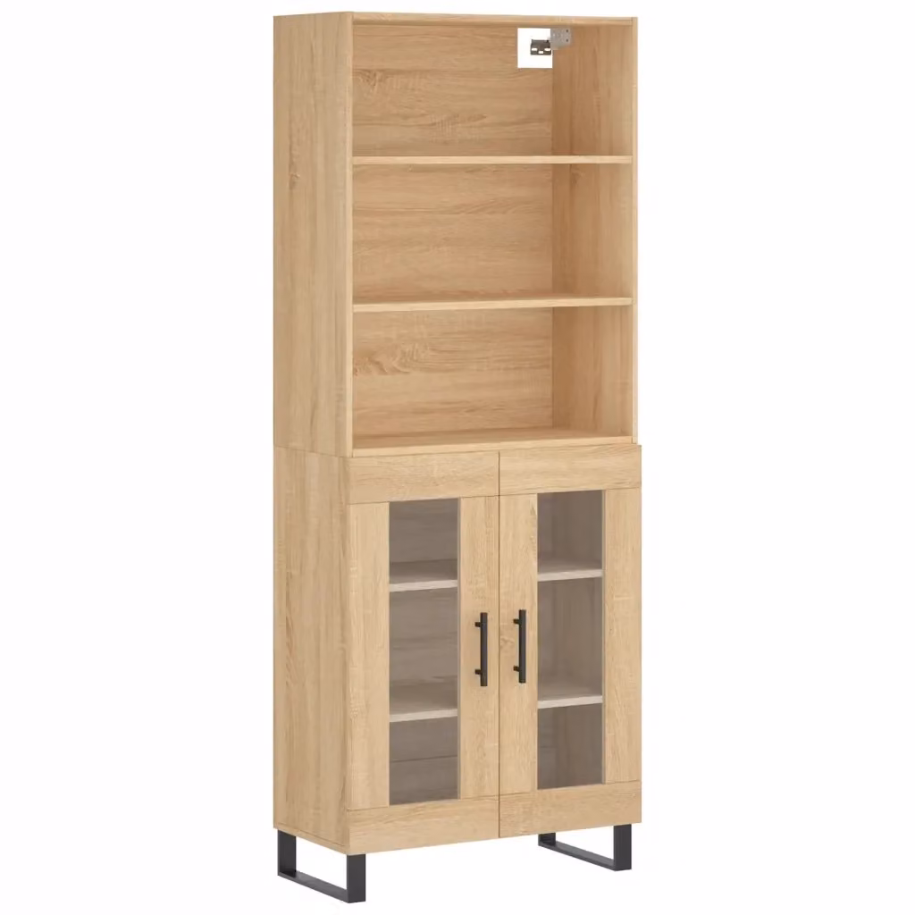 Credenza moderna vidaXL in legno e metallo, colore beige e marrone, L: 69,5 cm, P: 34 cm, H: 180 cm – 2