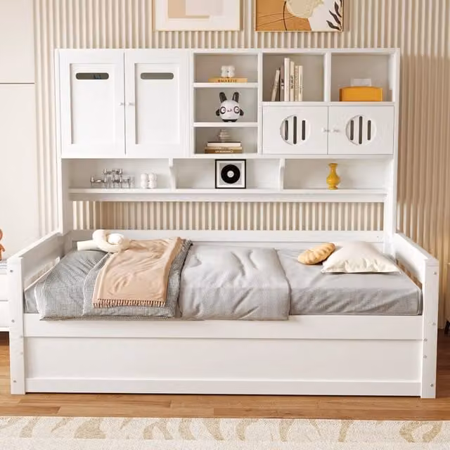 letto a soppalco in legno bianco 90 x 200 cm