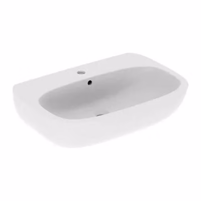 Lavabo sospeso Geberit Fantasia in ceramica bianco lucido con foro singolo e troppo pieno L: 70 cm, P: 48 cm, H: 18 cm – 2