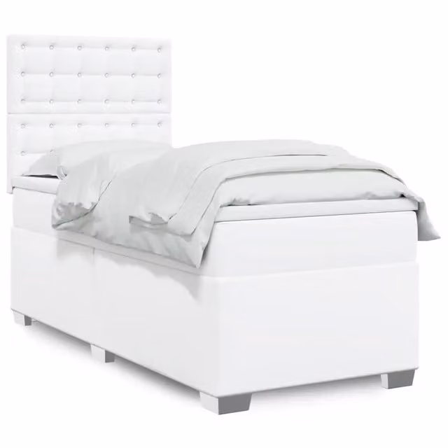Giroletto a Molle con Materasso Bianco 90x190 cm in Similpelle 3290701