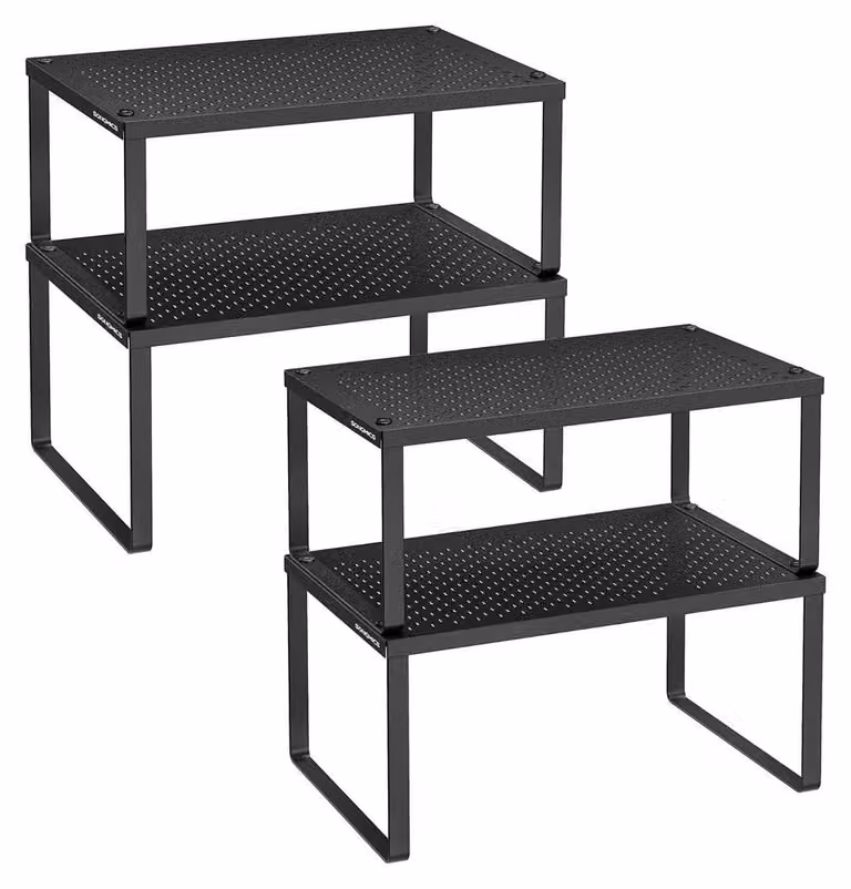 Mensole da cucina in metallo – nere – robuste – dimensioni: 22,9 x 32 x 15,4 cm e 21,9 x 32 x 13,7 cm