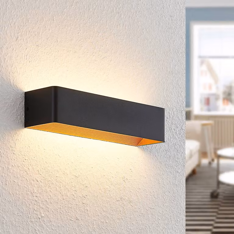 Applique da parete a LED Karam Arcchio, dimmerabile, Nero, Soggiorno / Sala da pranzo, Alluminio, Moderno, Applique a LED