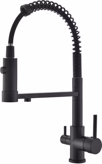 Kraan da bagno con rubinetto estensibile, 3 vie, rubinetto da cucina estensibile, rubinetto da lavandino con 2 posizioni da doccia, 3 vie (nero)