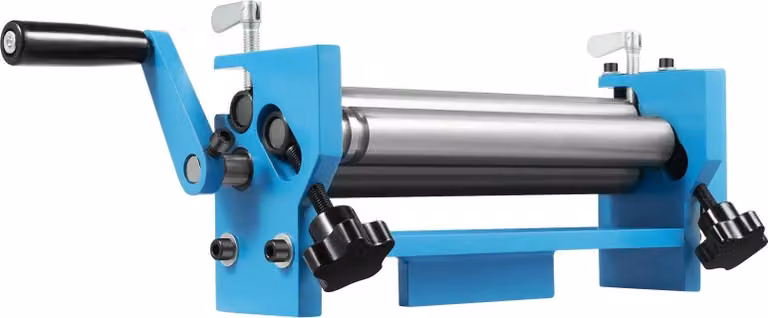 Macchina piegatrice per lamiere manuale - Arrotolatrice per lamiere - Acciaio 45# - diametro minimo 32 mm - per lamiere fino a 2 mm di spessore, larghezza massima 300 mm - colore blu