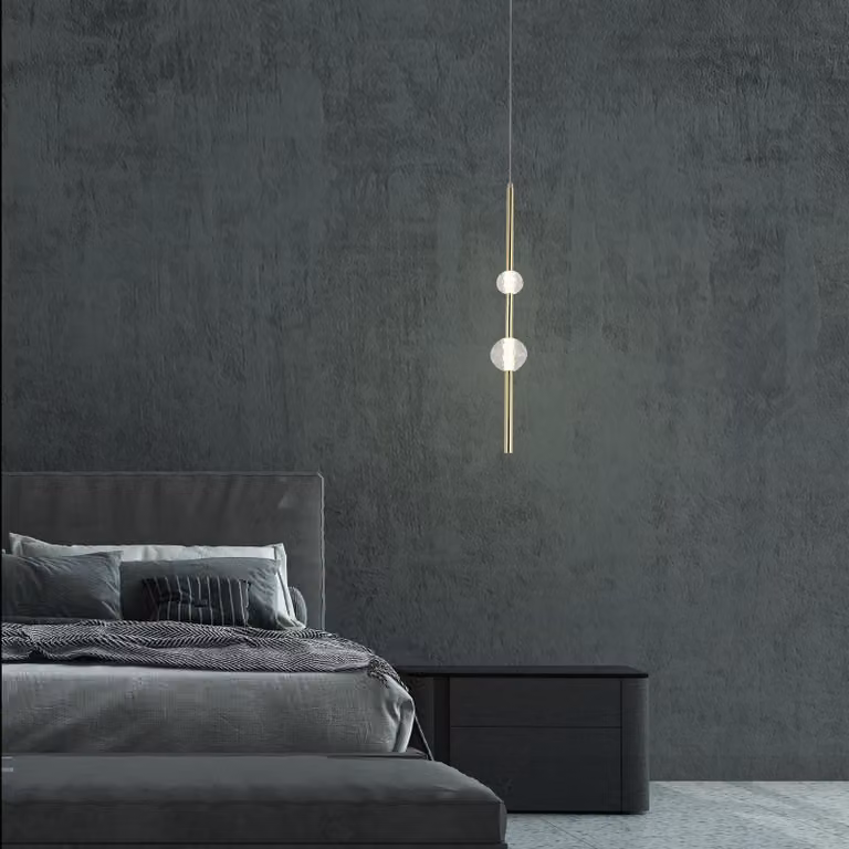 Lampada a sospensione LED VAKU dorata 8W, bianco neutro 700 lm, metallo, dimensioni: 120x8x8 cm, IP20, Light Prestige