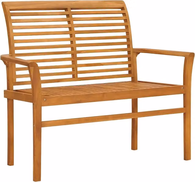 Panca da Giardino-Panca da esterno con Cuscino Crema 112 cm in Legno di Teak
