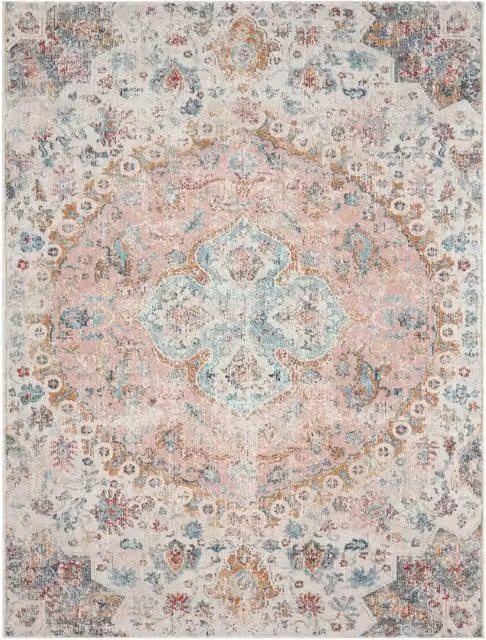 Tappeto per interni ed esterni Torino crema-rosa 60x100 cm