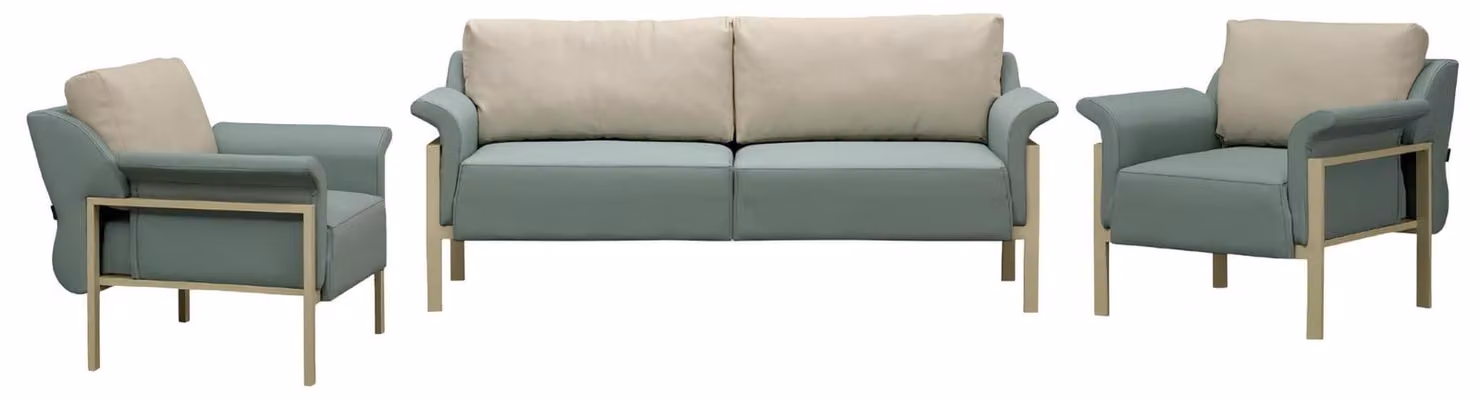 3tlg Sofa Sessel Dreisitzer Möbel Wohnzimmer Leder Polster Couchen Modern