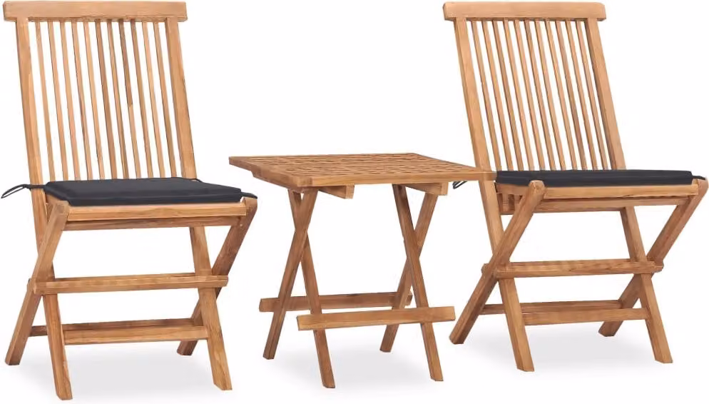Maison Exclusive - Set da Pranzo Giardino Pieghevole 3 pz Cuscino Massello di Teak