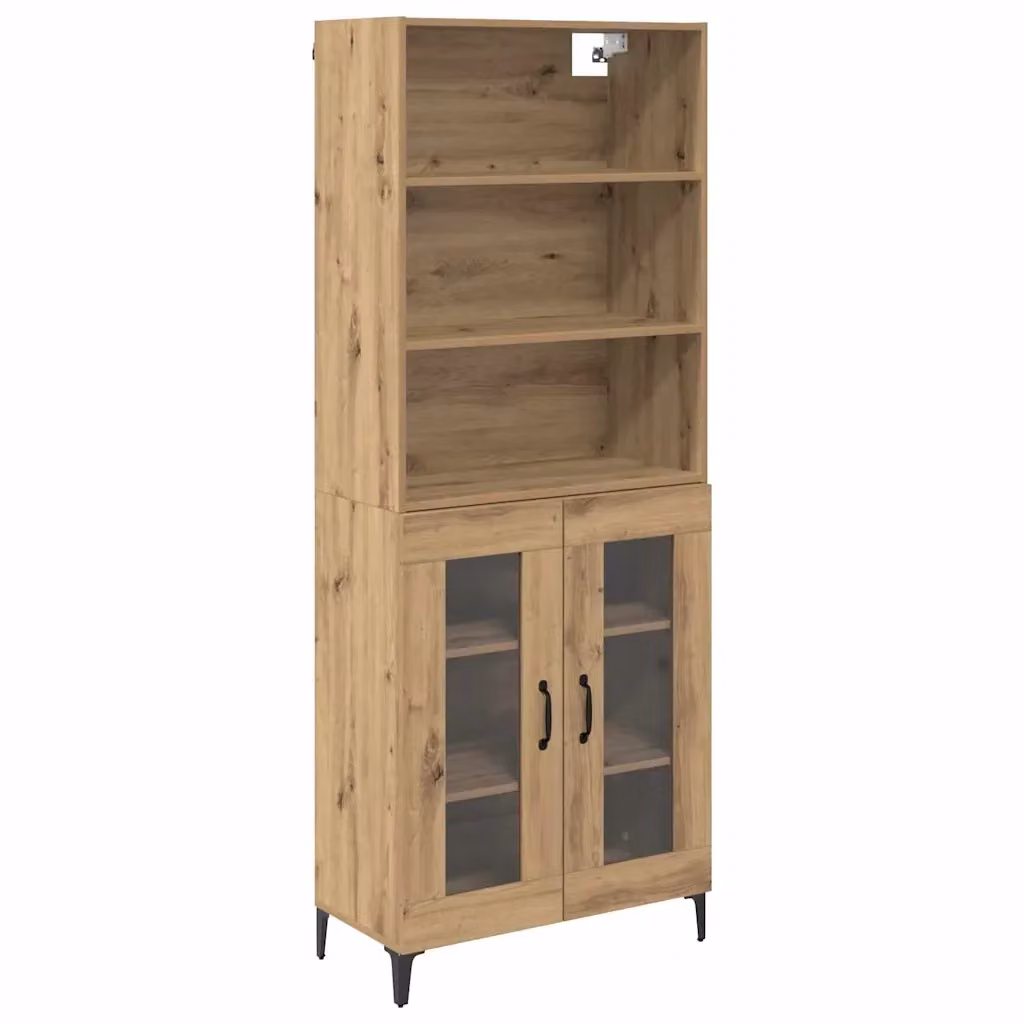 Credenza moderna vidaXL in legno e metallo color marrone L: 69,5 cm, P: 34 cm, H: 180 cm – 2