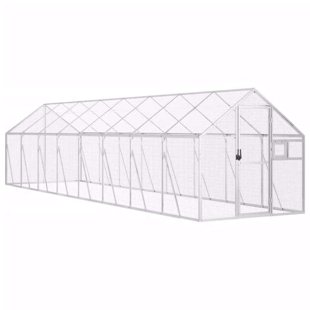 Voliera Argento 1,79x8x1,85 m in Alluminio