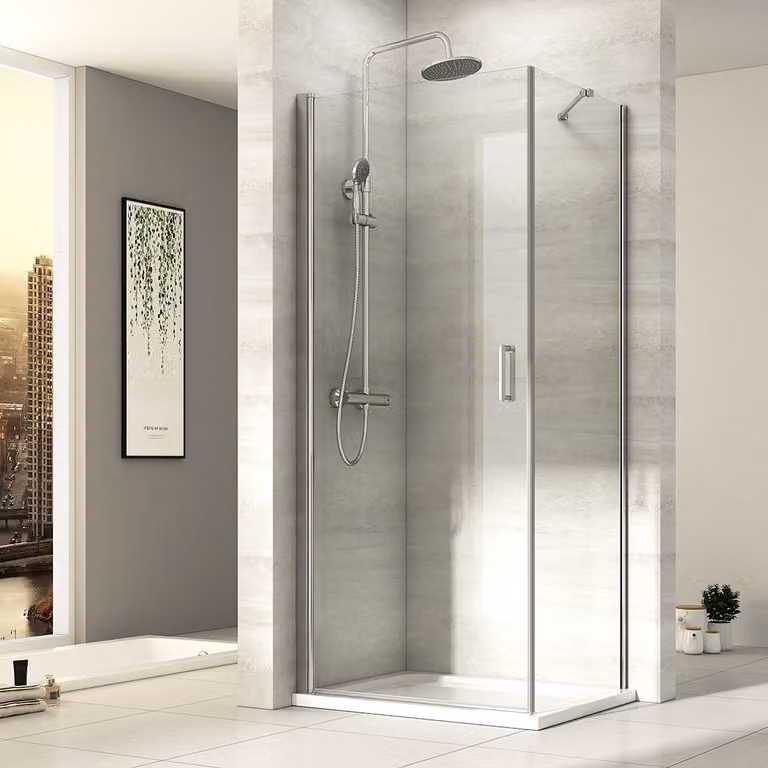 Cabina doccia EMKE 80 x 90 x 195 cm Porta per nicchia Porta a battente Rivestimento Nano Parete doccia Porta a battente Porta doccia Parete laterale Ingresso angolare