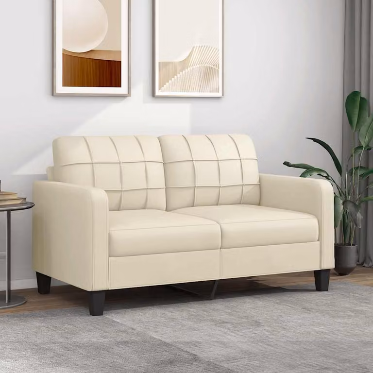 vidaXL Divano a 2 Posti Moderno in Similpelle Beige con Struttura in Metallo