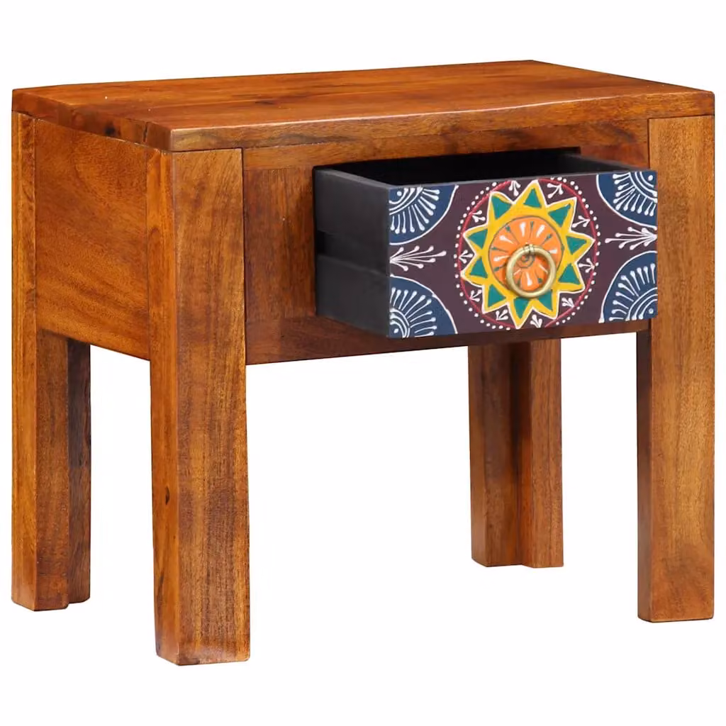 vidaXL Tavolo laterale in legno di acacia marrone stile rustico L/P/H: 40 x 30 x 36 cm