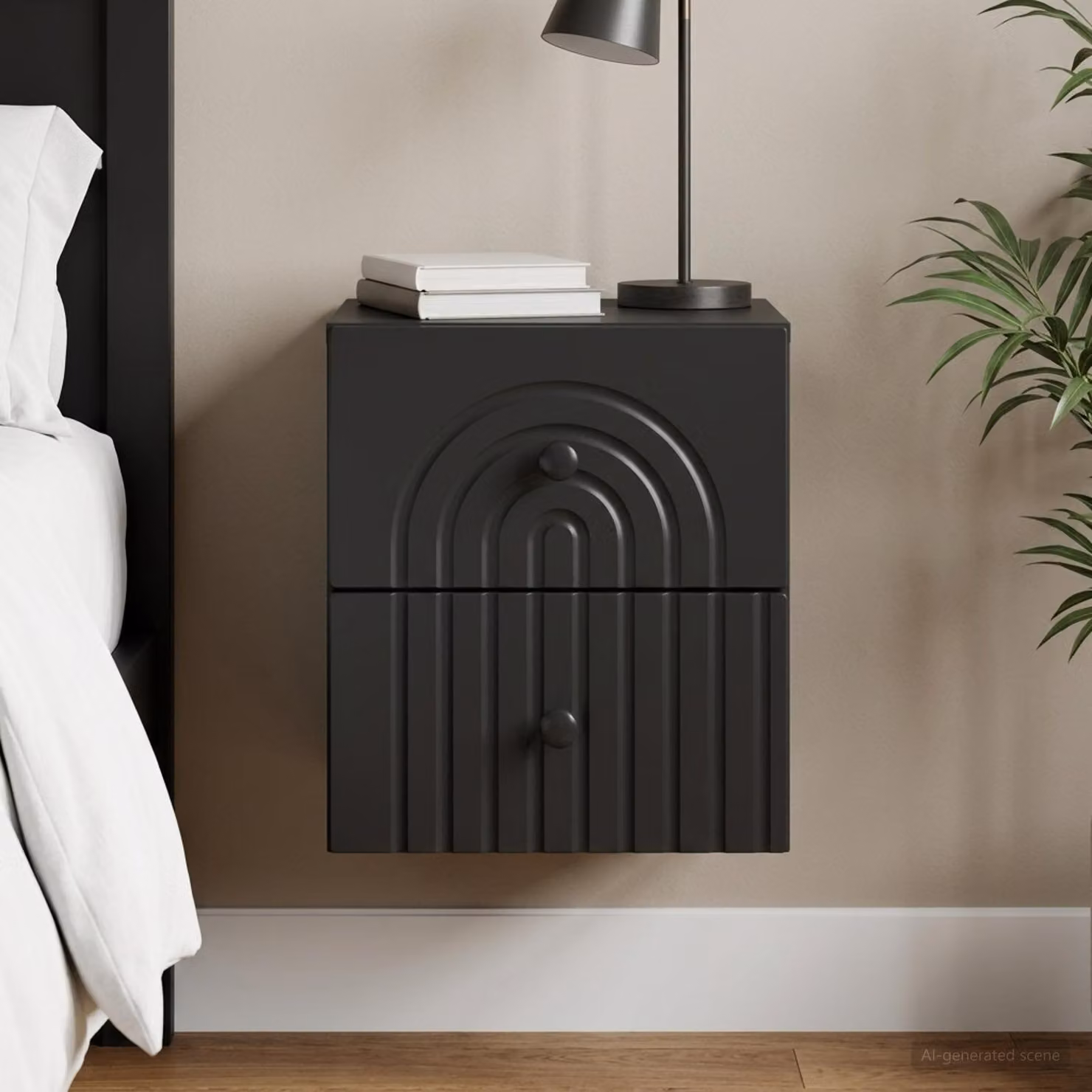 vidaXL Mobiletto da notte sospeso con cassetto Nero L 33 cm, P 34,5 cm, H 40 cm